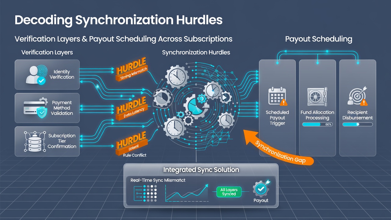 Flowchart depicting data flow between verification modules and payout engines in retail subscription platforms